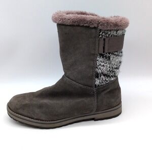 White‎ Mountain Boots Womens Polarair Gray 7 Suede Winter Shoes Fur Trim Pull On